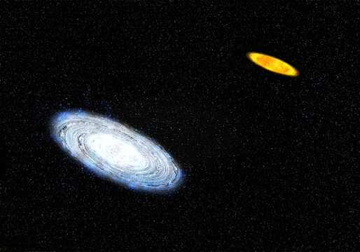 Two Galaxies In Starry Night Background.