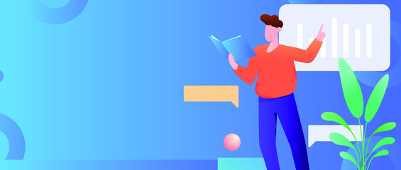 Internet workers collaborating with each other vector concept illustration
