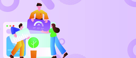 Internet workers collaborating with each other vector concept illustration
