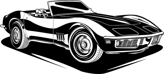 Black and white car vector illustration for conceptual design