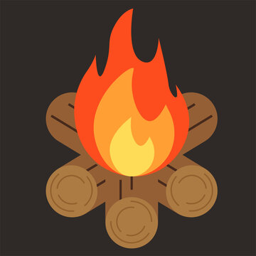 fire and flames in fire camp vector illustration