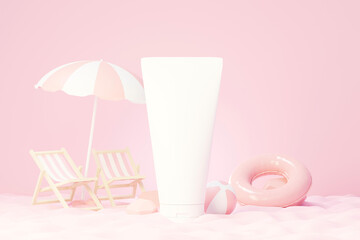 3d render of blank cosmetics skincare product or packaging for mock up. Beauty soap and spa concept. Lotion oil moisture for skin health. Premium and luxury design for branding.