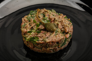 Raw beef tartar with capers