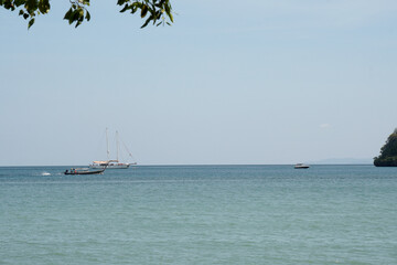 Obraz premium Landscape of Railay Beach blue sea in Railay Ao nang Krabi Thailand - sunny day summer