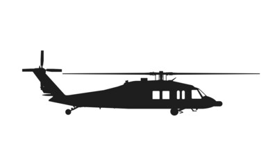 sikorsky uh-60 black hawk helicopter. us air force symbol. vector image for military infographics and web design