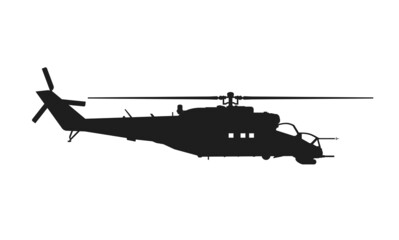 mi 24 attack helicopter. weapon, air force and army symbol. vector image for military infographics and web design