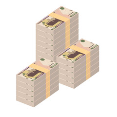 Uzbekistan Sum Vector Illustration. Uzbek money set bundle banknotes. Paper money 100000 UZS. Flat style. Isolated on white background. Simple minimal design.