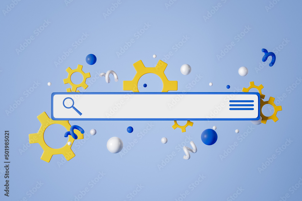 Poster searching box, web design element with gear. copy space