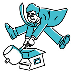 中古住宅をハンマーで破壊するビジネスパーソン