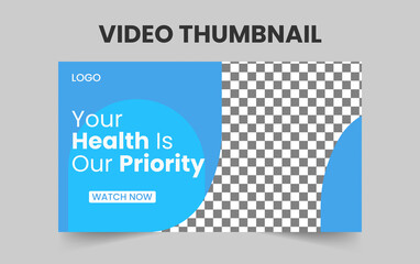 Medical healthcare video thumbnail template. Editable video thumbnail template