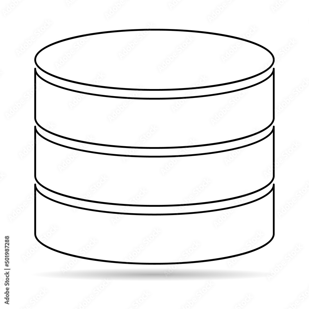 Poster database storage icon with shadow, internet network server cloud data symbol, connection system vect