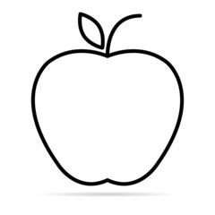 Apple icon with shadow, healthy raw symbol, foot sweet fruit, vector illustration design, eco diet