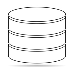 Database storage icon with shadow, internet network server cloud data symbol, connection system vector illustration