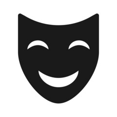 Theater face mask icon, emotion actor comedy and drama symbol, festival sign vector illustration