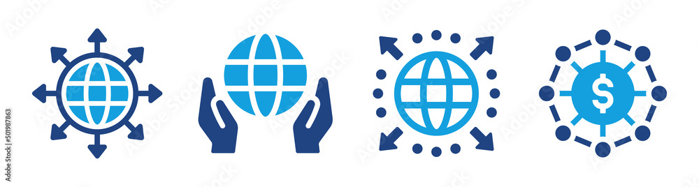 Poster social network communication vector. global network icon set.