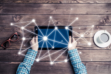 Concept of social communication and networking with social connection lines