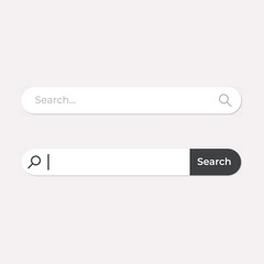 Set of search bar and search button ui design elements illustration on isolated background