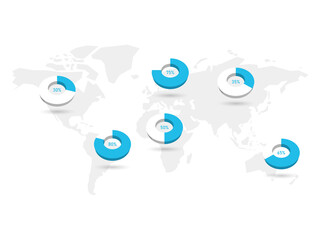 World map and continents infographics