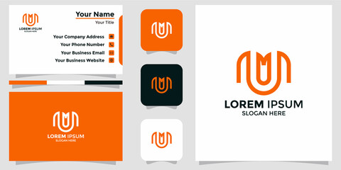 Fototapeta na wymiar letter M logo design and branding card