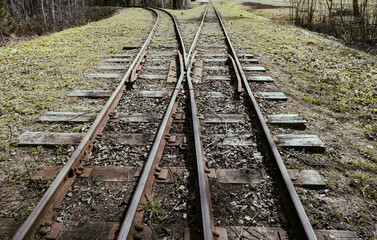 The old narrow-gauge railway close up. Latvia.