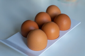 Brown chicken eggs. 6 fresh chicken brown eggs.