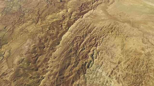 High altitude aerial top down plane view of Pakistan Balochistan also romanised as Baluchistan and Baluchestan is an arid desert and mountainous region in South and Western Asia 4k animation