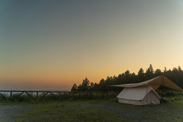 camping at sunset