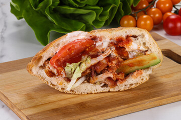 Turkish doner with meat and vegetables