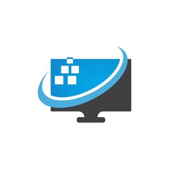 Computer monitor logo vector