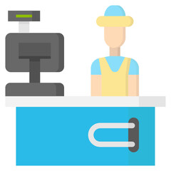 Clerk flat icon,linear,outline,graphic,illustration