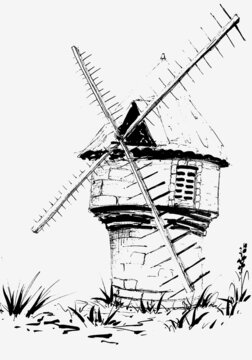 Ink sketch of the old windmill 