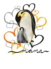 Pinguin Mama mit Baby