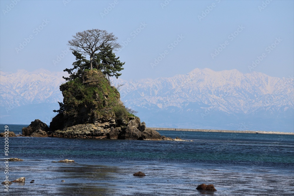 Wall mural 雨晴海岸と立山連峰