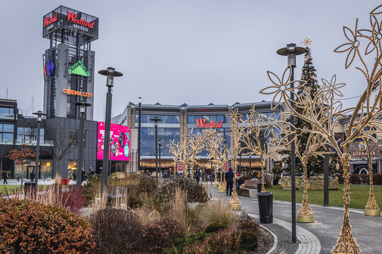 Warsaw, Poland - December 15, 2020: Westfield Arkadia shopping mall in Warsaw city