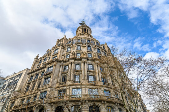 Barcelona, Spain - 22.04.2022: The Casa Lleo Morera is a building designed by noted modernisme Catalan architect Domenech i Montaner