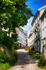 Beautiful Cobbled Street in the Southern Norwegian Town Mandal