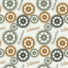 Pattern steampunk cogwheels gears and the inscription Fantastic Ideas. Vector illustration