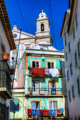 The Tower of St Stephen's Church (Igreja de Santo Estevao) Overlooking the Houses of Alfama, Lisbon, Portugal