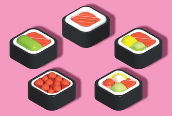 Simple 3D sushi rolls