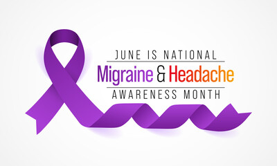 National Migraine and headache awareness month is observed every year in June. it is usually a moderate or severe headache felt as a throbbing pain on one side of the head. Vector illustration