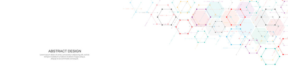 Abstract background and geometric pattern with hexagons for banner design or header