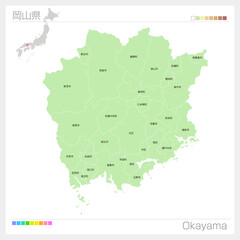 岡山県の地図・Okayama Map