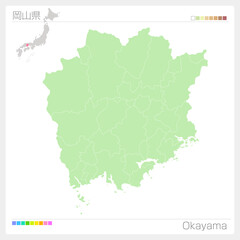 岡山県の地図・Okayama Map