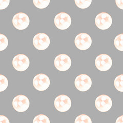 Seamless Pearl pattern. Watercolor illustration. Isolated on a gray background.