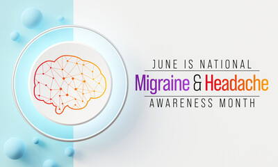 National Migraine and headache awareness month is observed every year in June. it is usually a moderate or severe headache felt as a throbbing pain on one side of the head. 3D Rendering