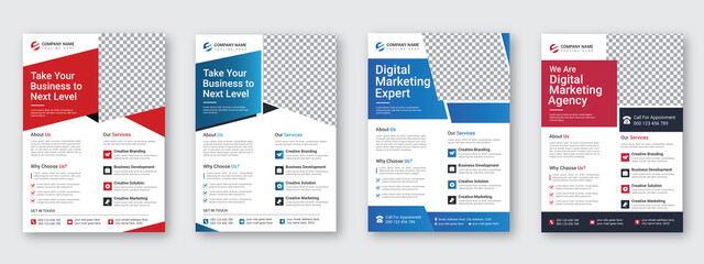 Corporate business flyer template design set, advertising flyer, business promotion, business poster layout, IT company flyer, abstract and vector template design