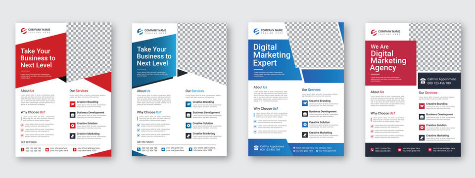 Corporate business flyer template design set, advertising flyer, business promotion, business poster layout, IT company flyer, abstract and vector template design