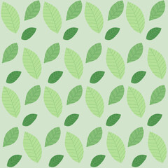 Fototapeta na wymiar seamless pattern with leaves, green leaves and light green background