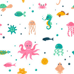 Sea animal seamless pattern