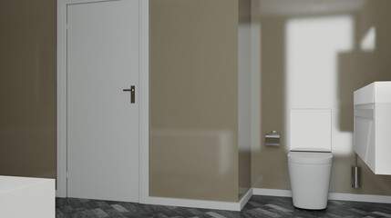 Abstract  toilet and bathroom interior for background. 3D rendering.